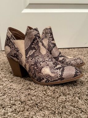 Snake skin ankle boots